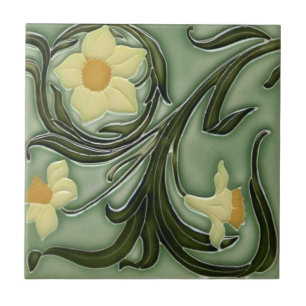 Keramik Tile - Jugendstil - Affodien 3 Fliese