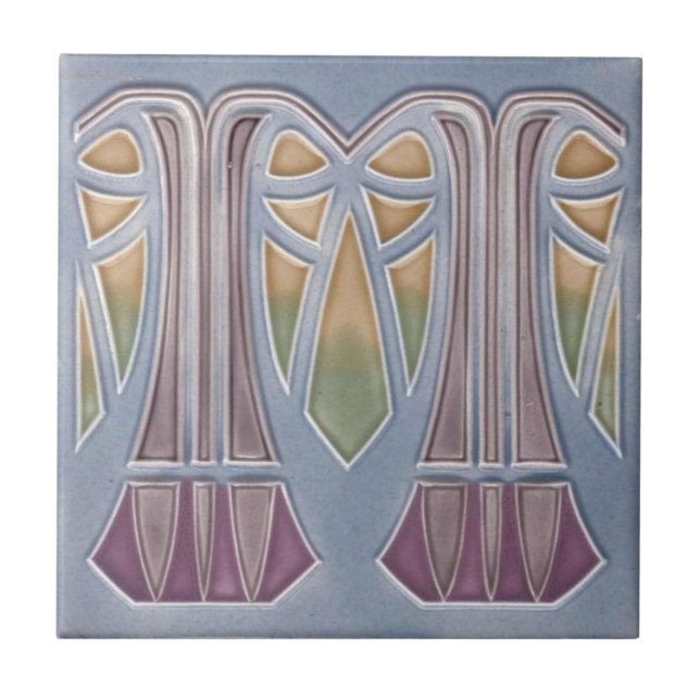 Keramik Tile - Jugendstil Ananas Tree Lilac Fliese (Vorderseite)