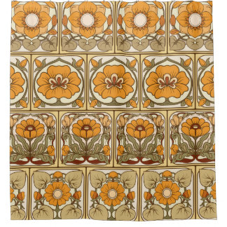 Keramik Tile: Jugendstil. Duschvorhang