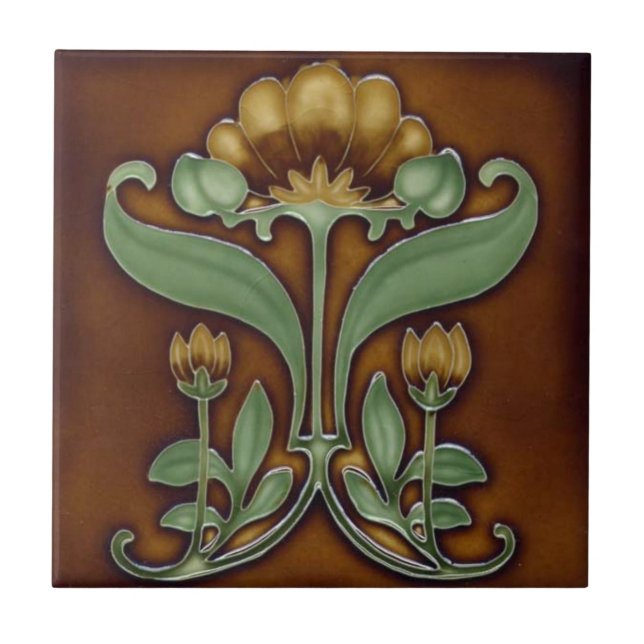 Keramik Tile - Jugendstil Florenz Reproduktion Fliese (Vorderseite)