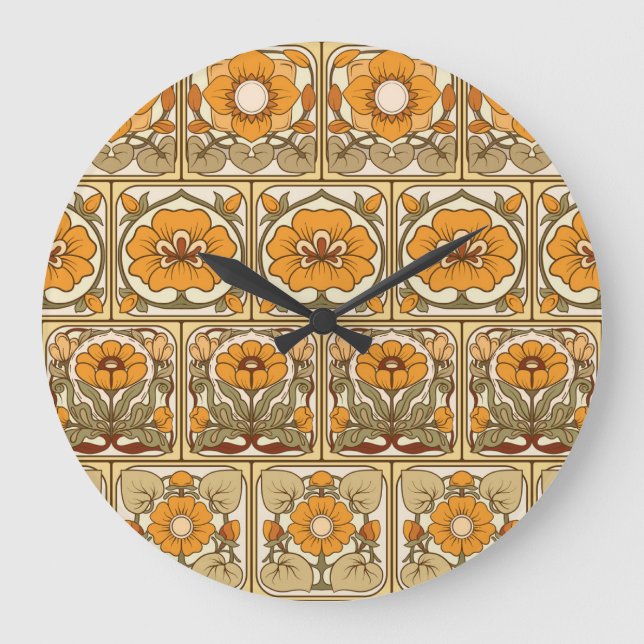 Keramik Tile: Jugendstil. Große Wanduhr (Vorderseite)