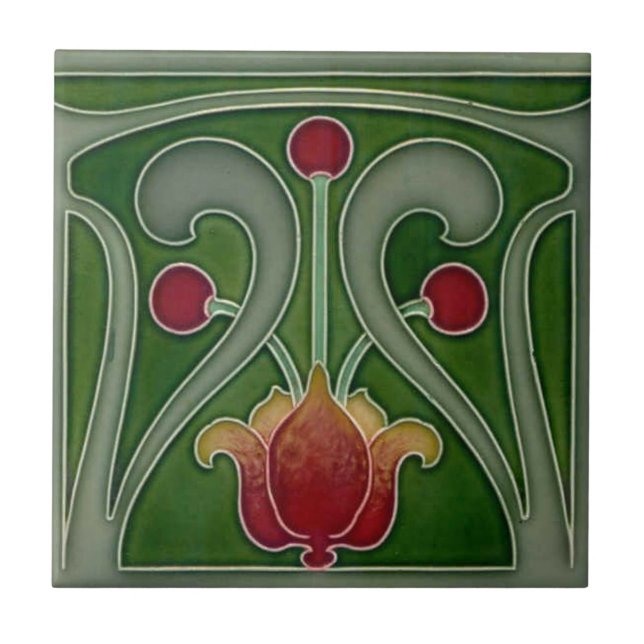 Keramik Tile - Jugendstil-Kamin oder Wandverkleidu Fliese (Vorderseite)