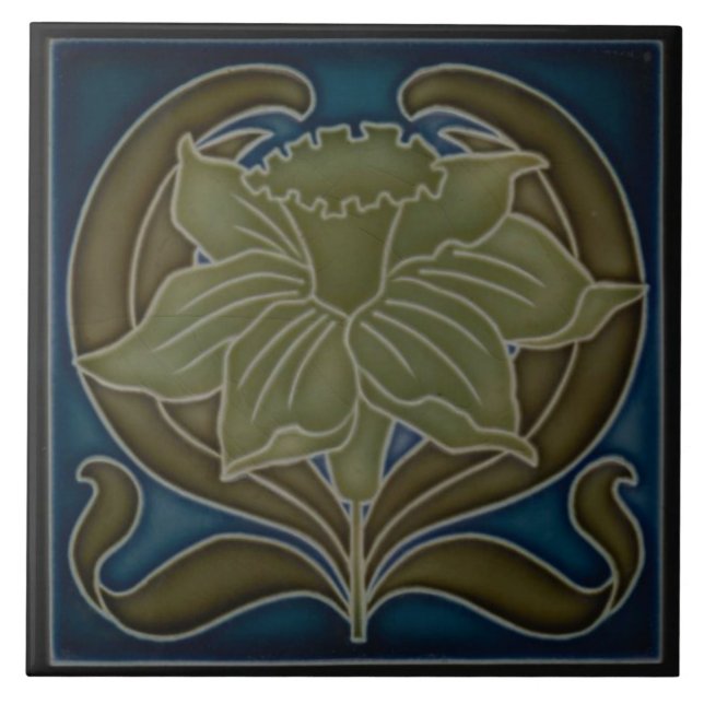 Keramik Tile - Jugendstil-Single Fliese (Vorderseite)