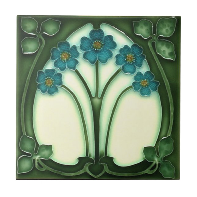 Keramik Tile - Jugendstil Vergessen Sie mich nicht Fliese (Vorderseite)