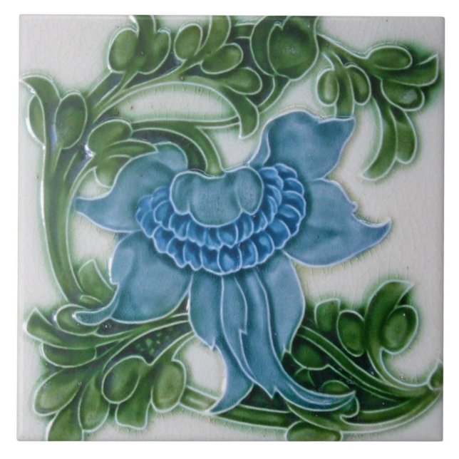 Keramik Tile - Jugendstil Vintage Aussicht Fliese (Vorderseite)