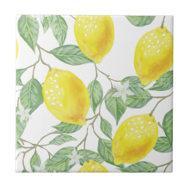 Keramik Tile Lemon Wasserfarbmuster Fliese (Vorderseite)