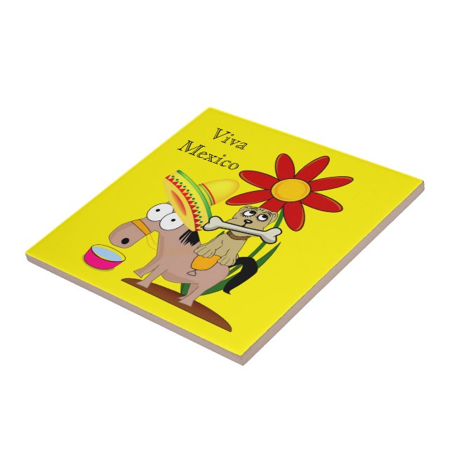 Keramik Tile Mexikanischer Donkey Dog Floral Viva  Fliese (Seite)