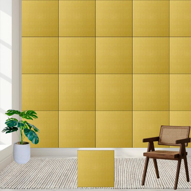 Keramik-Tile mit gelbem Damast Fliese (Textured Yellow Damask Pattern Ceramic Tile)