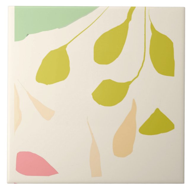 Keramik  Tile mit gescatterten Blätter Fliese (Vorderseite)