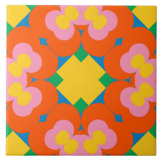 Keramik-Tile mit hellen Blütenbursten - 6"x6" Fliese