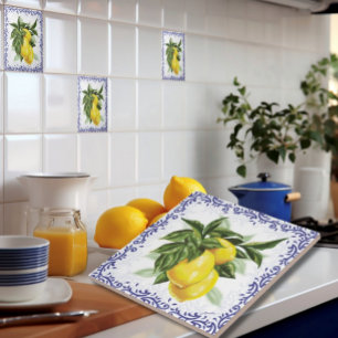 Keramik Tile mit Lemons Blue Toile Fliese