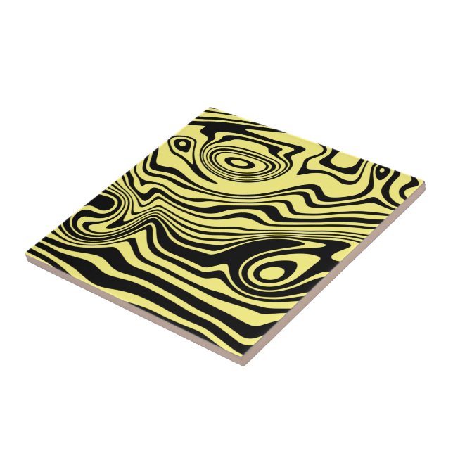 Keramik-Tile mit schwarzen Gelbwaden - Farben ausw Fliese (Seite)