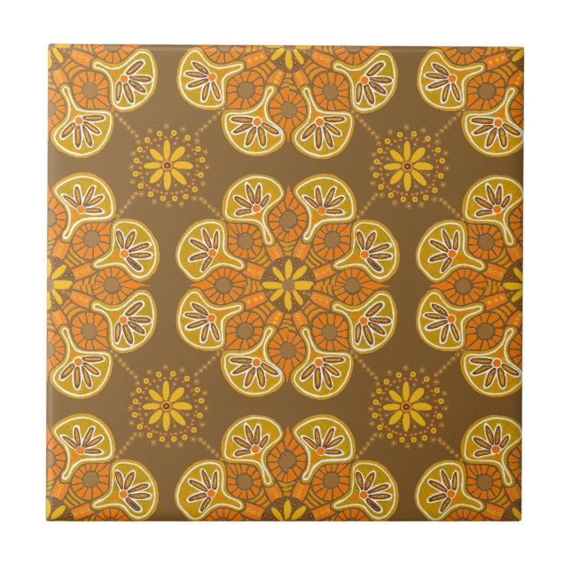 Keramik Tile mit sich wiederholenden Goldmedaillon Fliese (Vorderseite)