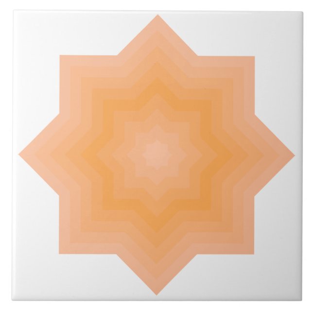 Keramik-Tile mit zartem Peach Blazing Orange Stars Fliese (Vorderseite)