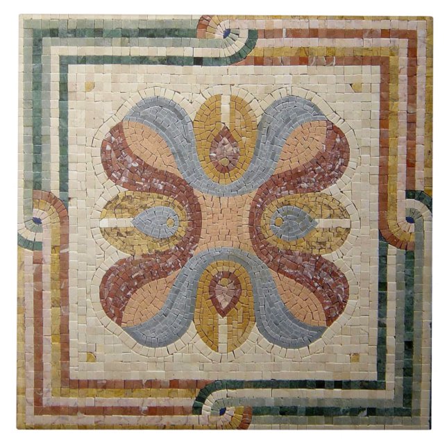 Keramik Tile - Mittelmeer-Mosaikmuster Grün Fliese (Vorderseite)