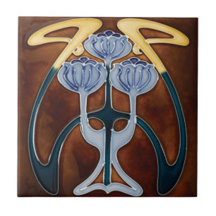 Keramik Tile Peonies Light Blue Blumen Fliese