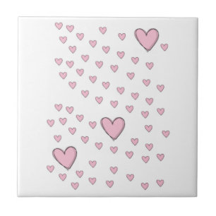 Keramik Tile Pink Hearts Liebe Fliese