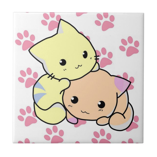 Keramik Tile Pink Paws Tierheim Katzen Hunde Fliese (Vorderseite)