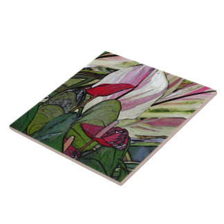 KERAMIK TILE, "RED ANTHURIUM" FLIESE