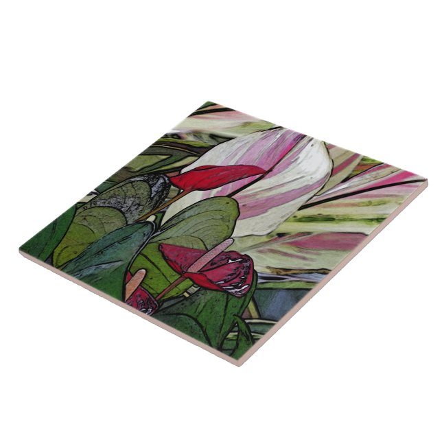 KERAMIK TILE, "RED ANTHURIUM" FLIESE (Seite)