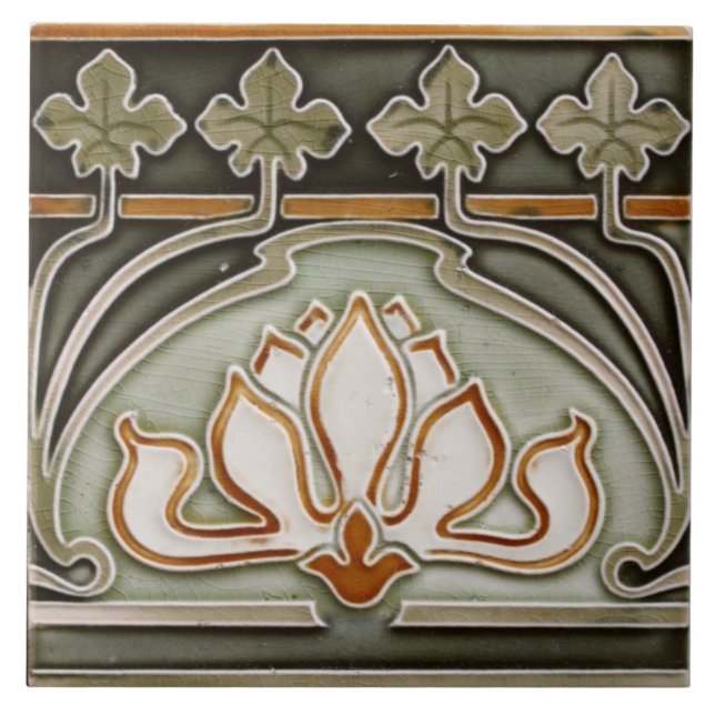 Keramik Tile - Replik Jugendstil-Grenze Fliese (Vorderseite)