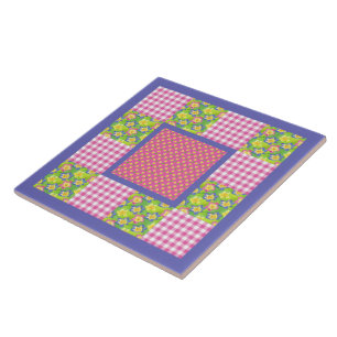 Keramik Tile: Rosa: Primrosen, Polka Dots, Gingham Fliese
