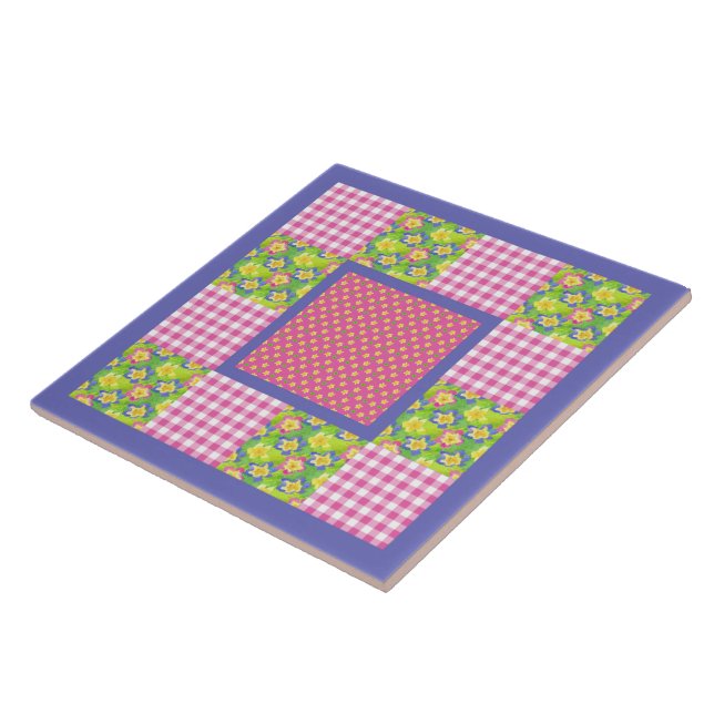 Keramik Tile: Rosa: Primrosen, Polka Dots, Gingham Fliese (Seite)