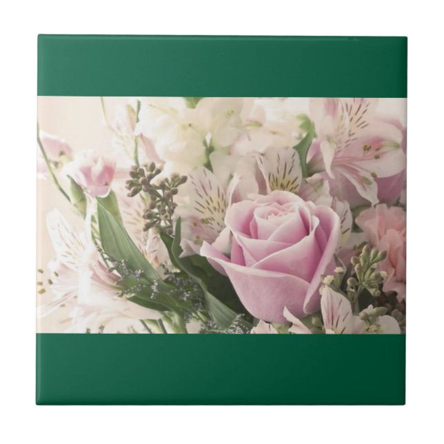 Keramik Tile Rosa Rose Floral Fliese (Vorderseite)