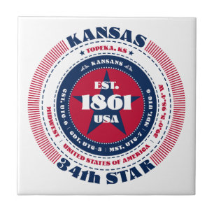 Keramik Tile Rot, Weiß und Blau Kansas Fliese