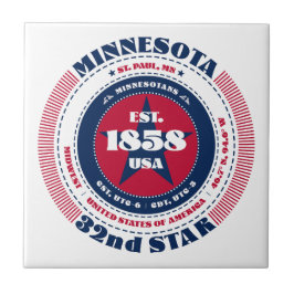 Keramik Tile Rot, Weiß und Blau Minnesota Fliese