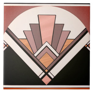 Keramik Tile - Sangria Art Deco Fan Design Fliese