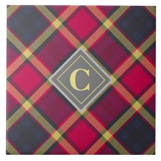 Keramik Tile - Schottische Tartan Initial Fliese (Vorderseite)