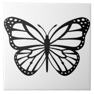 Keramik Tile - Schwarz-Weiß-Schmetterling Fliese