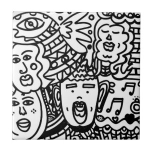 Keramik Tile - Schwarzweiß Fliese