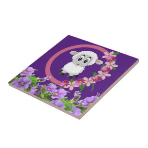 Keramik Tile Sheep Lila Fliese
