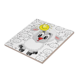 Keramik Tile Sheep Sun Wolken Fliese