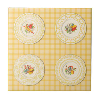 Keramik Tile, Small-KITCHEN TELLER GELB Fliese