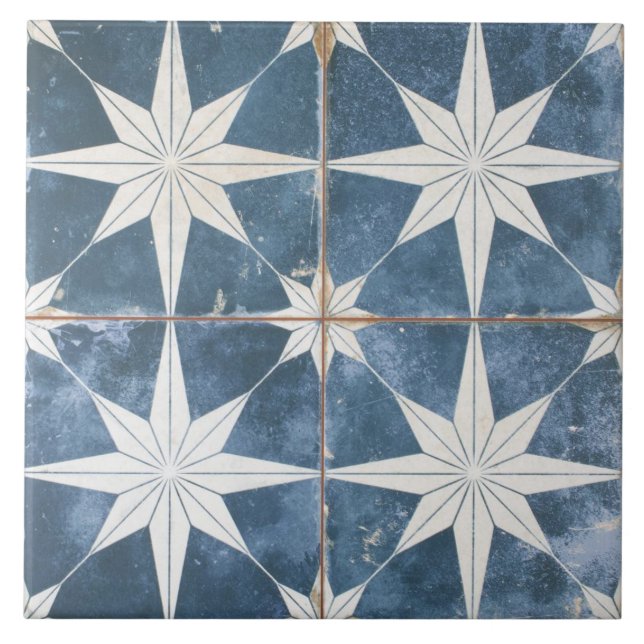 Keramik Tile - Star Burst Blue Fliese (Vorderseite)