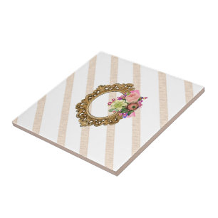 Keramik Tile Streifen Beige & Weiße Streifen Vinta Fliese