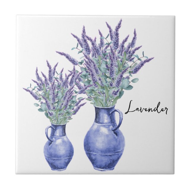 Keramik Tile/Trivet-Floral Lavendel Fliese (Vorderseite)