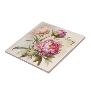 Keramik Tile/Trivet-Floral Peony Fliese