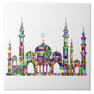 Keramik Tile Trivet mit bunten Prismenmoschee Desi Fliese
