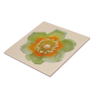 Keramik Tile - Tulip Poplar Tulip auf Creme Fliese