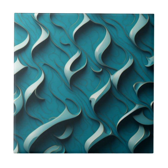 Keramik Tile " Türkiswaves " Fliese (Vorderseite)
