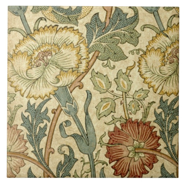 Keramik Tile - Vintager Blumendruck Fliese (Vorderseite)