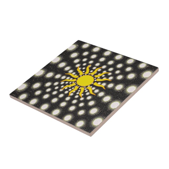 Keramik Tile Weiß und Schwarz Circle Sun Fliese (Seite)