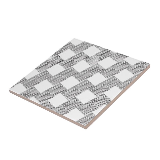 Keramik Tile Weiß und Schwarz Kariert Fliese (Seite)