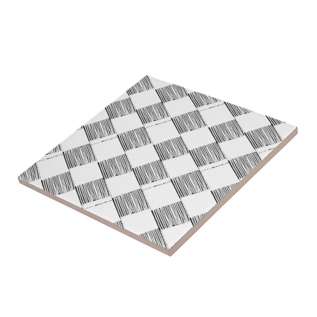 Keramik Tile Weiß und Schwarz Kariert Fliese (Seite)