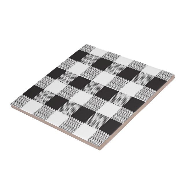 Keramik Tile Weiß und Schwarz Kariert Fliese (Seite)
