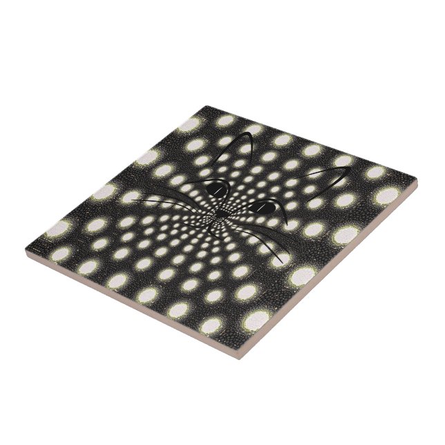 Keramik Tile, Weiß und Schwarze Kreislaufkatzen Fliese (Seite)